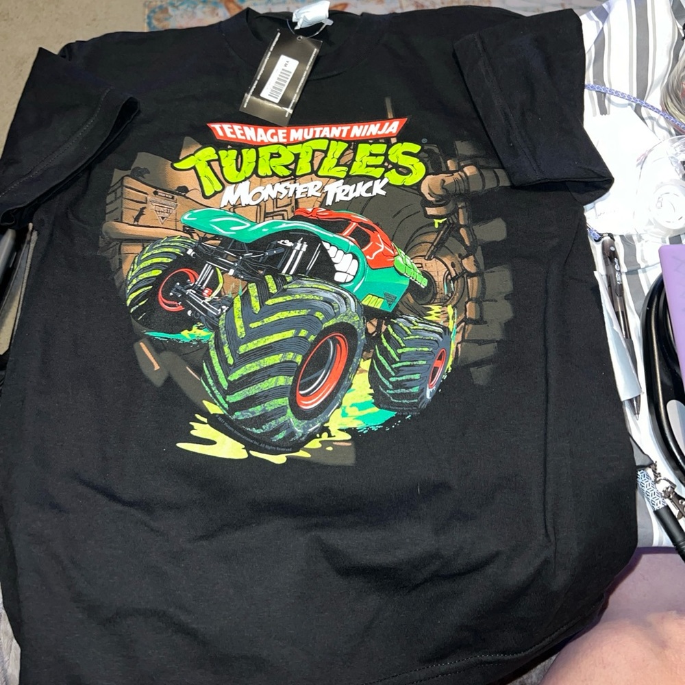 Monster Truck Series Monster Jam Teenage Mutant Turtles Black TShirt YM 2012 VTG
